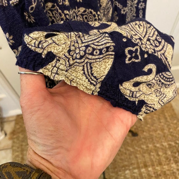 Earthbound Boho Lightweight Elephant Print wide Leg Harem Pants M - Picture 6 of 9